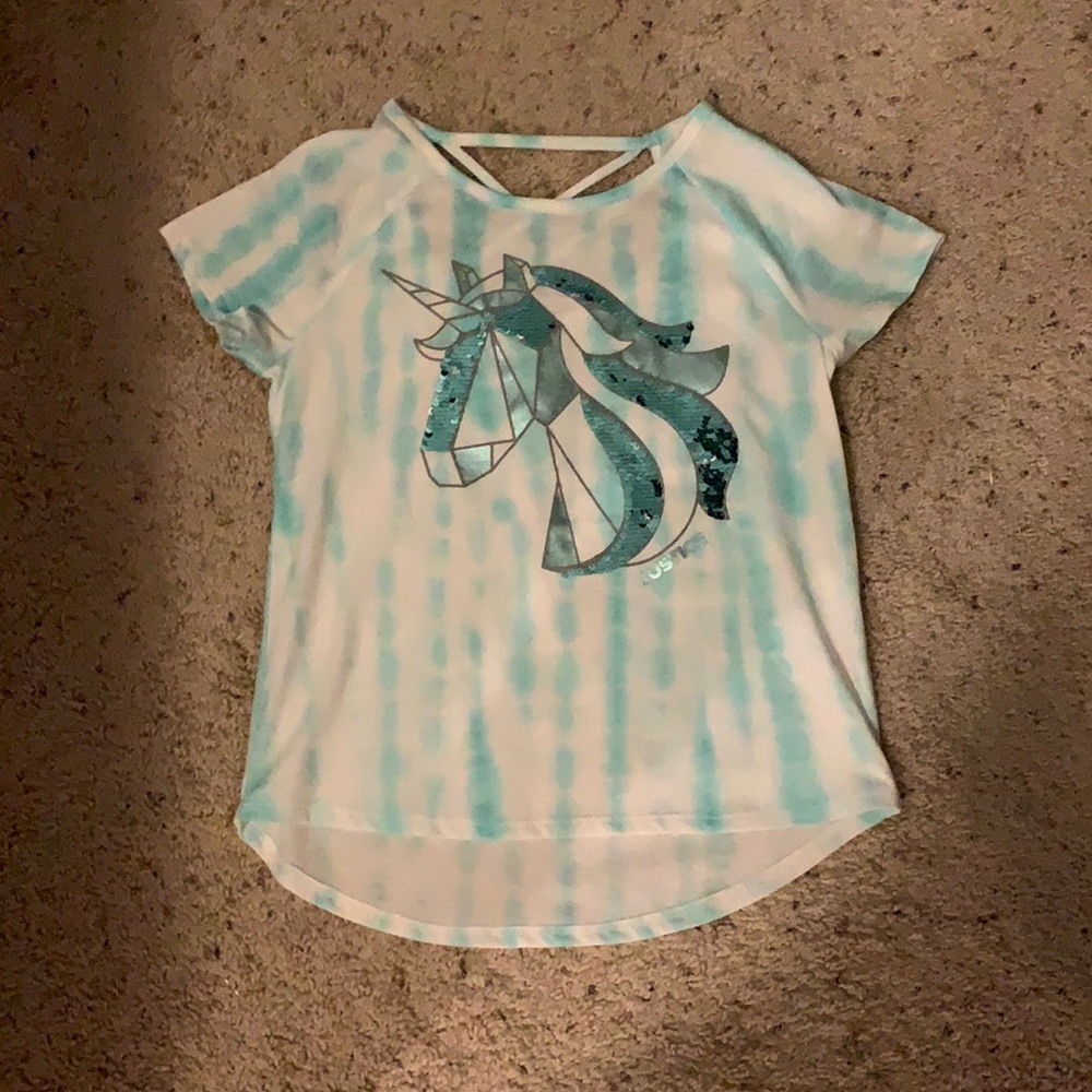 Short sleeve tee , blue and white